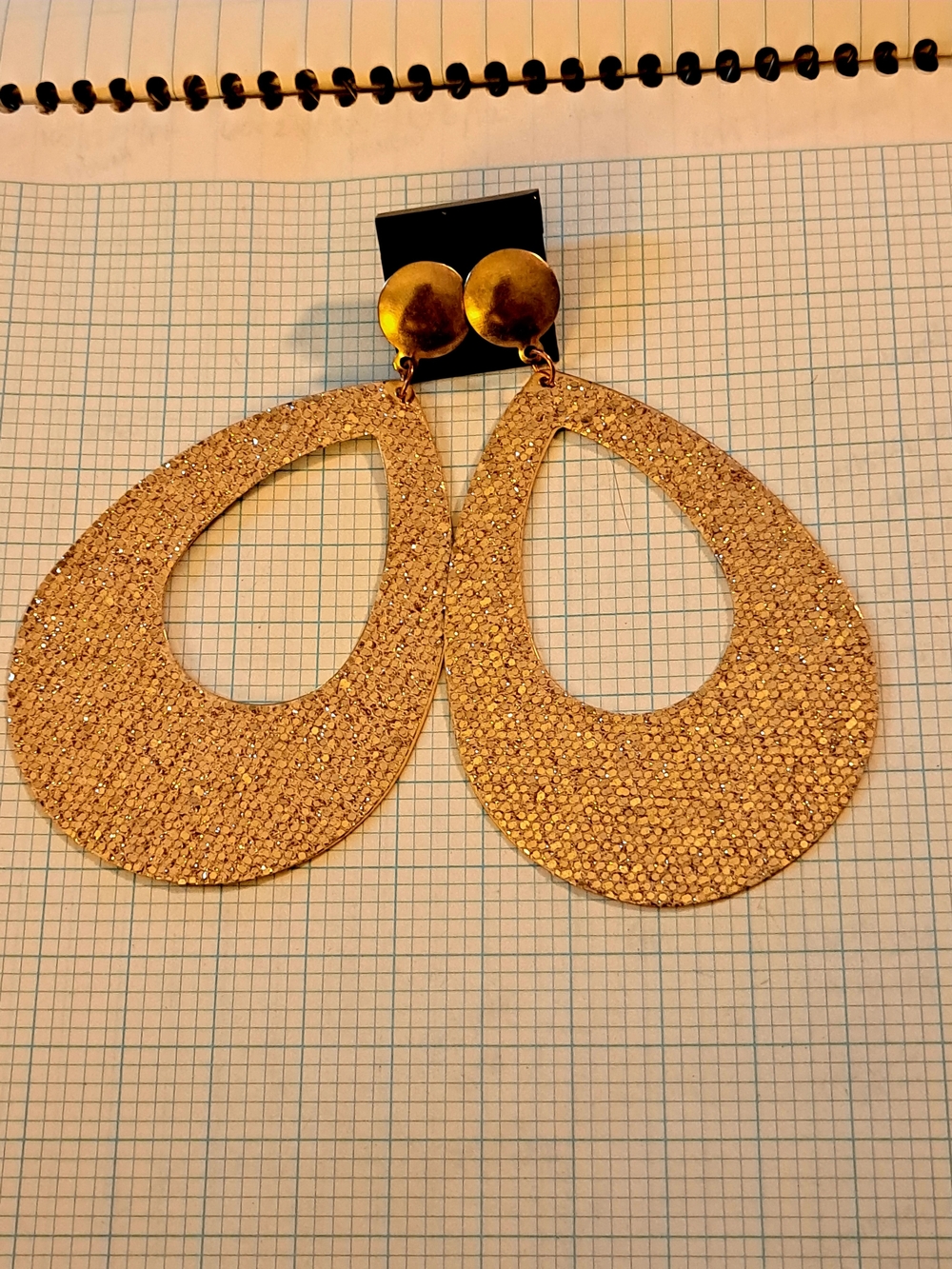 Ella's Oversized Glittering Gold Teardrop Statement Earrings
